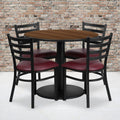 36 Round Laminate Table Set With 4 Ladder Back Metal Chairs
