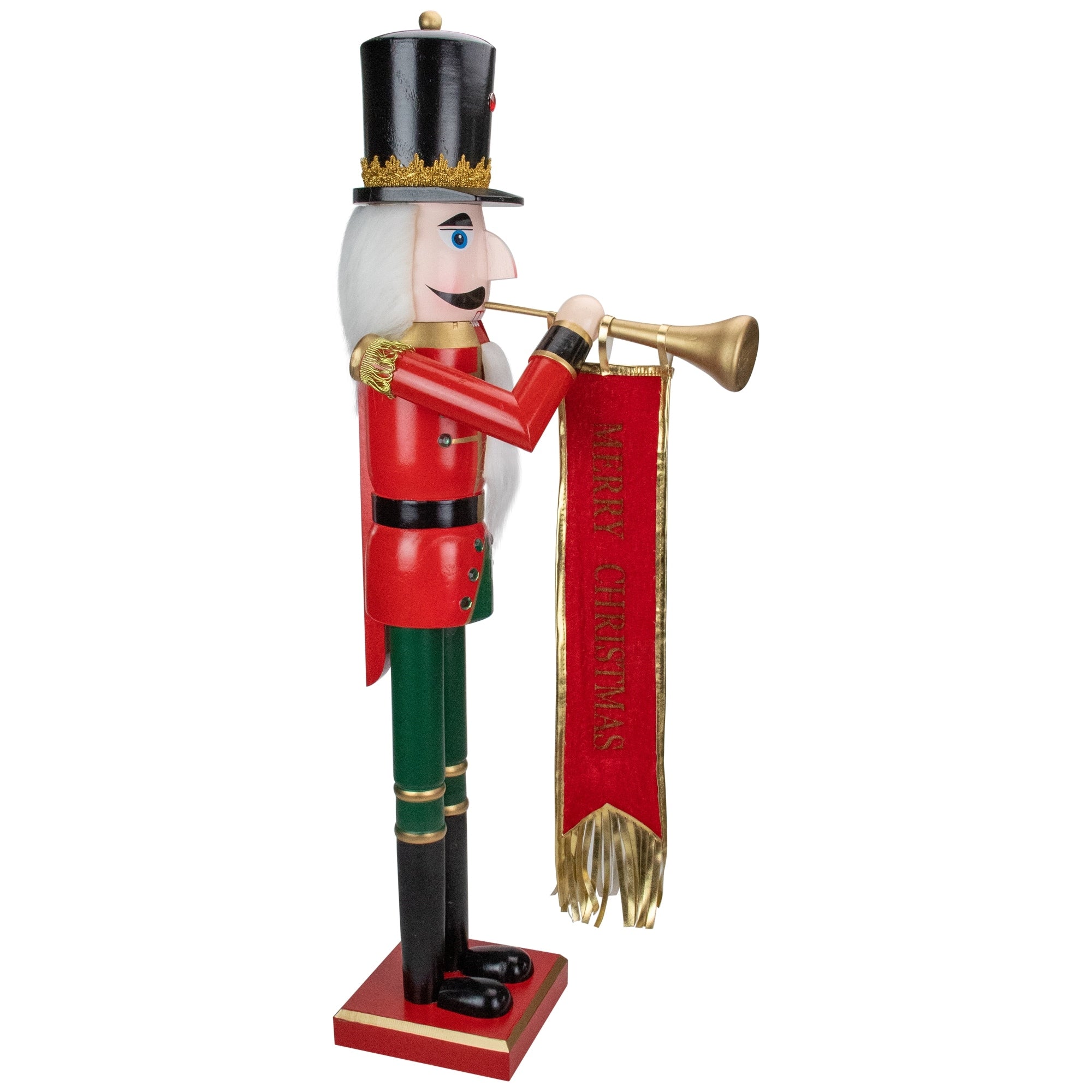 36 Red Blue And Gold Wooden Christmas Nutcracker Soldier With Banner