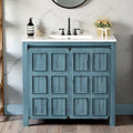 36 Retro Bathroom Vanity With Ceramic Sink Freestanding Storage Cabinet With Soft Close Doors Solid Wood Frame