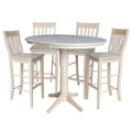 36 Round Extension Dining Table 40.9 H With 4 Cafe Barheight Stools