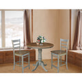 36 Round Extension Dining Table With 2 Emily Counter Height Stools Set Of 3 Pieces