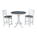 36 Round Extension Dining Table With 2 Emily Counter Height Stools Set Of 3 Pieces