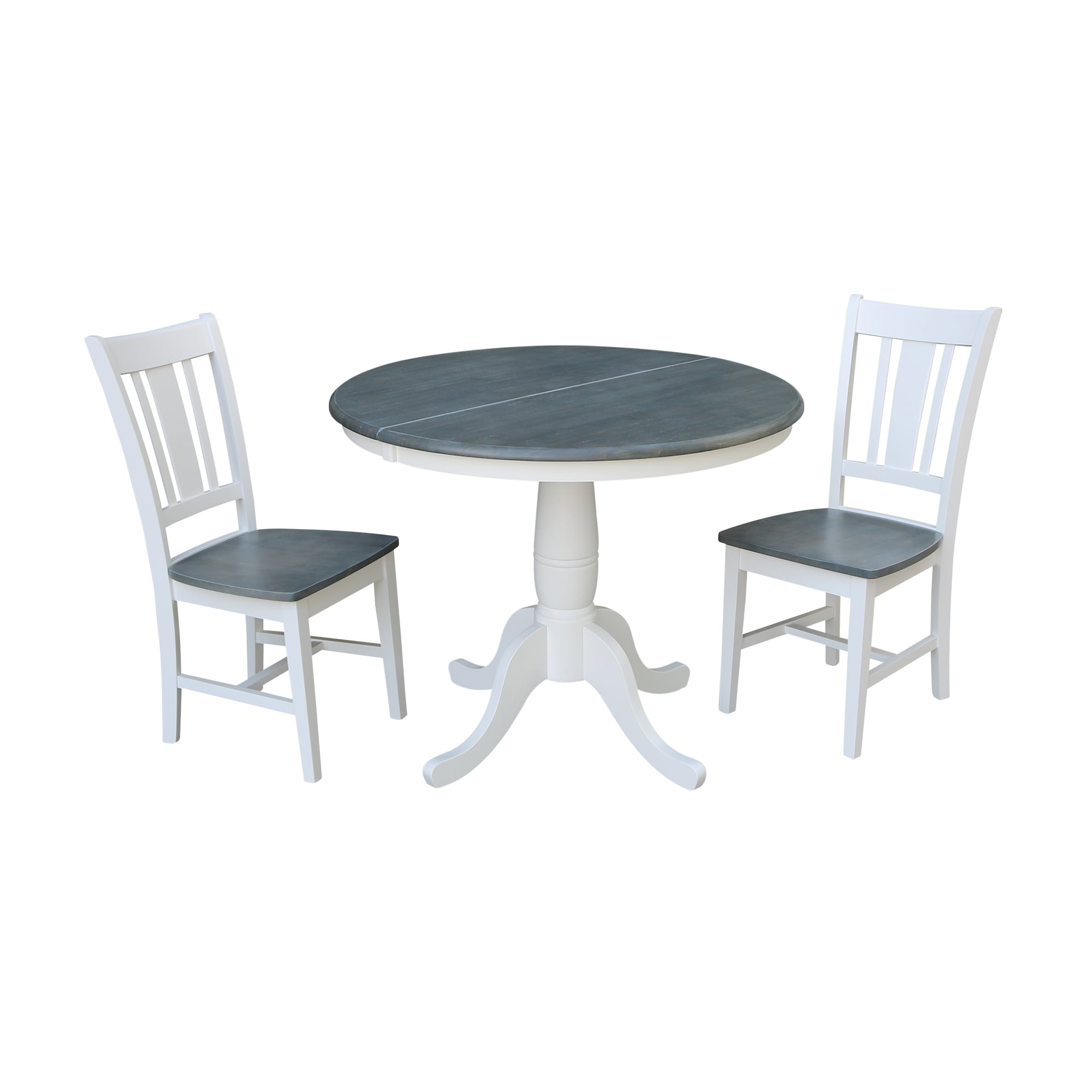 36 Round Extension Dining Table With 2 San Remo Chairs Set Of 3 Pieces