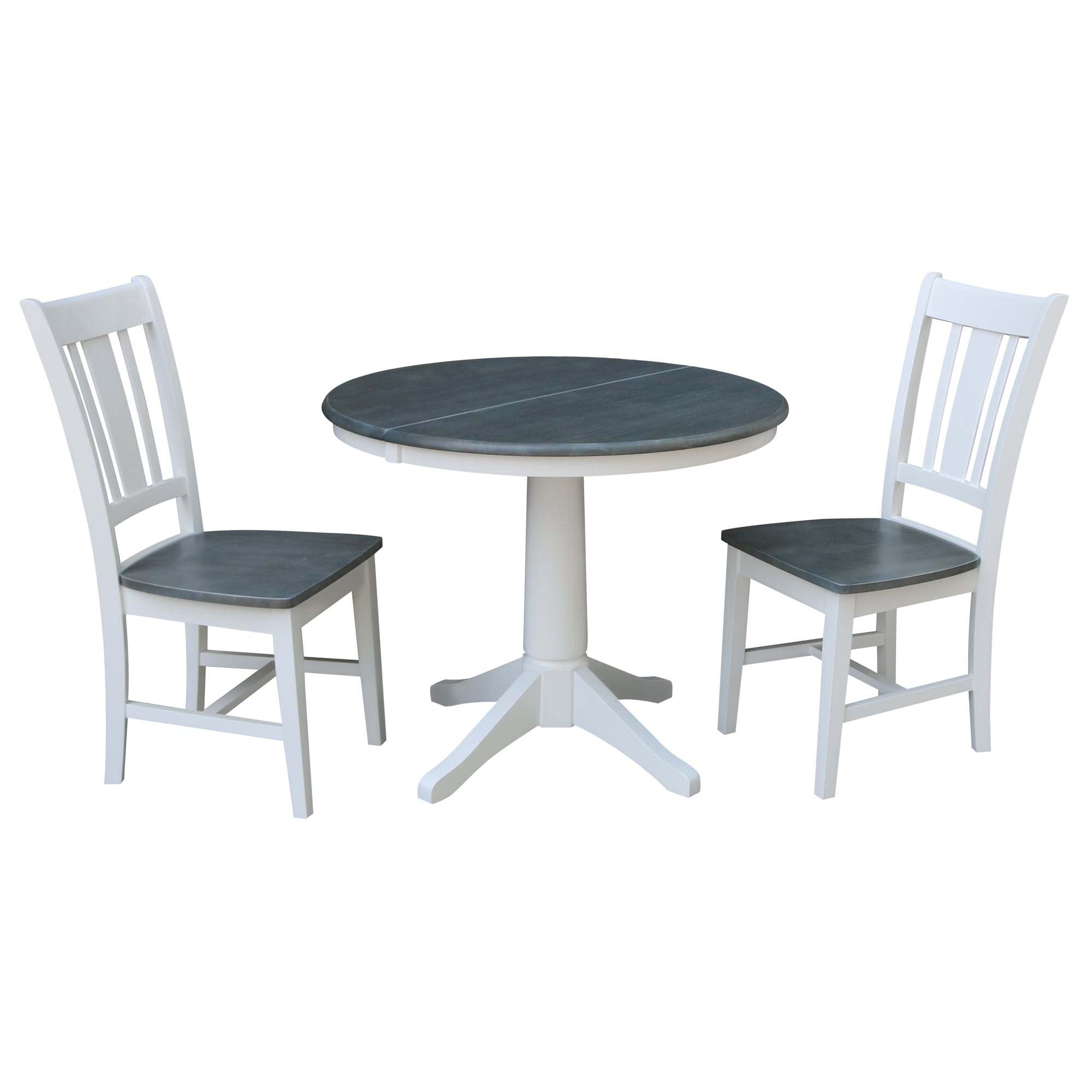 36 Round Extension Dining Table With 2 San Remo Chairs Set Of 3 Pieces