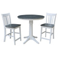 36 Round Extension Dining Table With 2 San Remo Counter Height Stools Set Of 3 Pieces