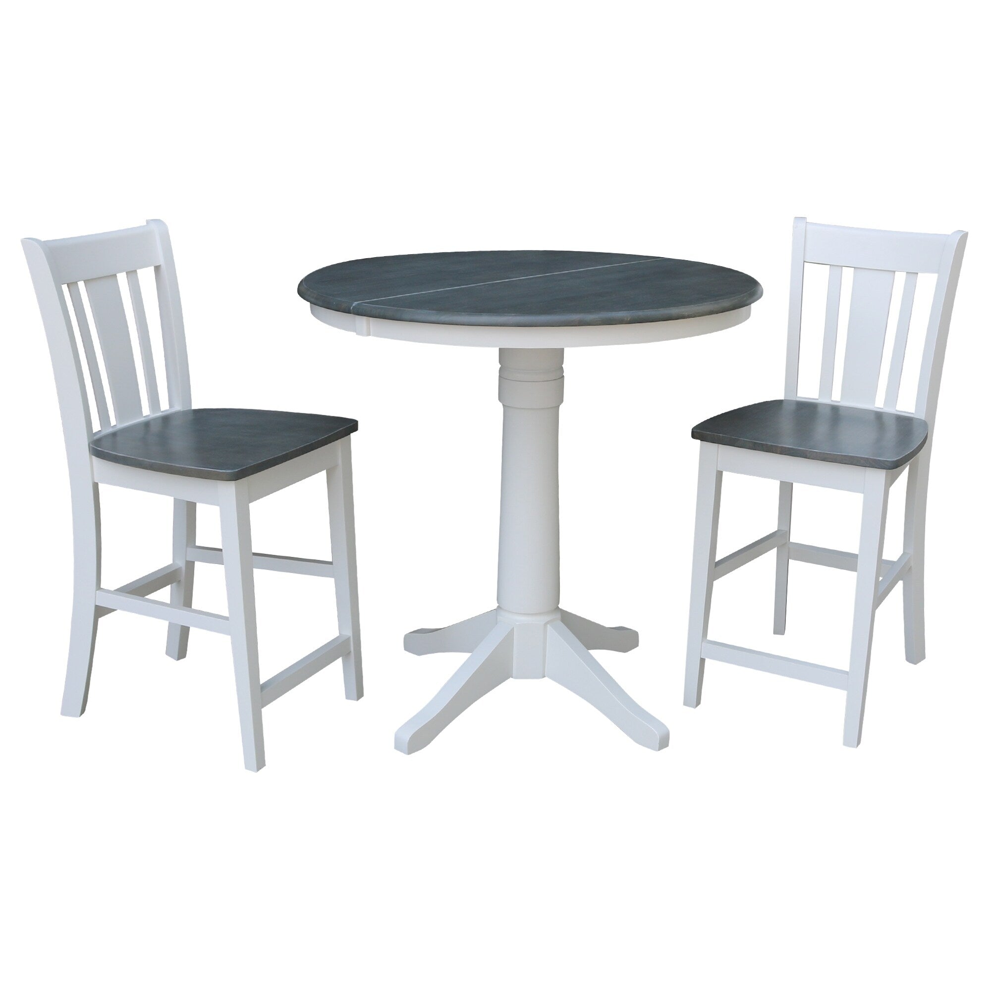 36 Round Extension Dining Table With 2 San Remo Counter Height Stools Set Of 3 Pieces