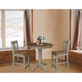 36 Round Extension Dining Table With 2 San Remo Counter Height Stools Set Of 3 Pieces