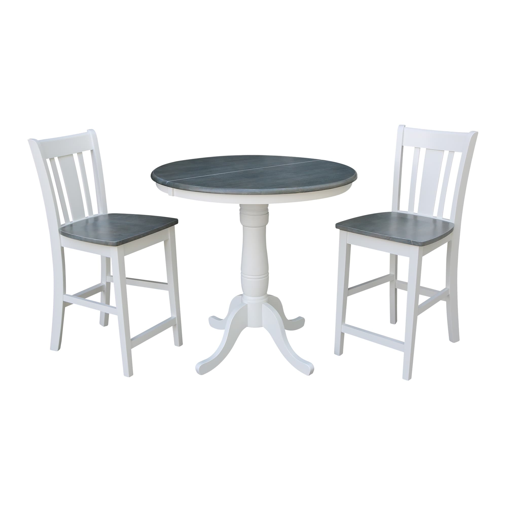 36 Round Extension Dining Table With 2 San Remo Counter Height Stools Set Of 3 Pieces