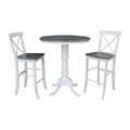36 Round Extension Dining Table With 2 X Back Bar Height Stools Set Of 3 Pieces
