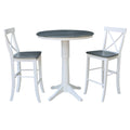 36 Round Extension Dining Table With 2 X Back Bar Height Stools Set Of 3 Pieces