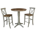 36 Round Extension Dining Table With 2 X Back Bar Height Stools Set Of 3 Pieces