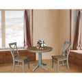 36 Round Extension Dining Table With 2 X Back Chairs Set Of 3 Pieces