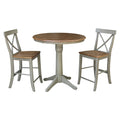 36 Round Extension Dining Table With 2 X Back Counter Height Stools Set Of 3 Pieces
