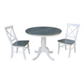 36 Round Extension Dining Table With 2 X Back Chairs Set Of 3 Pieces