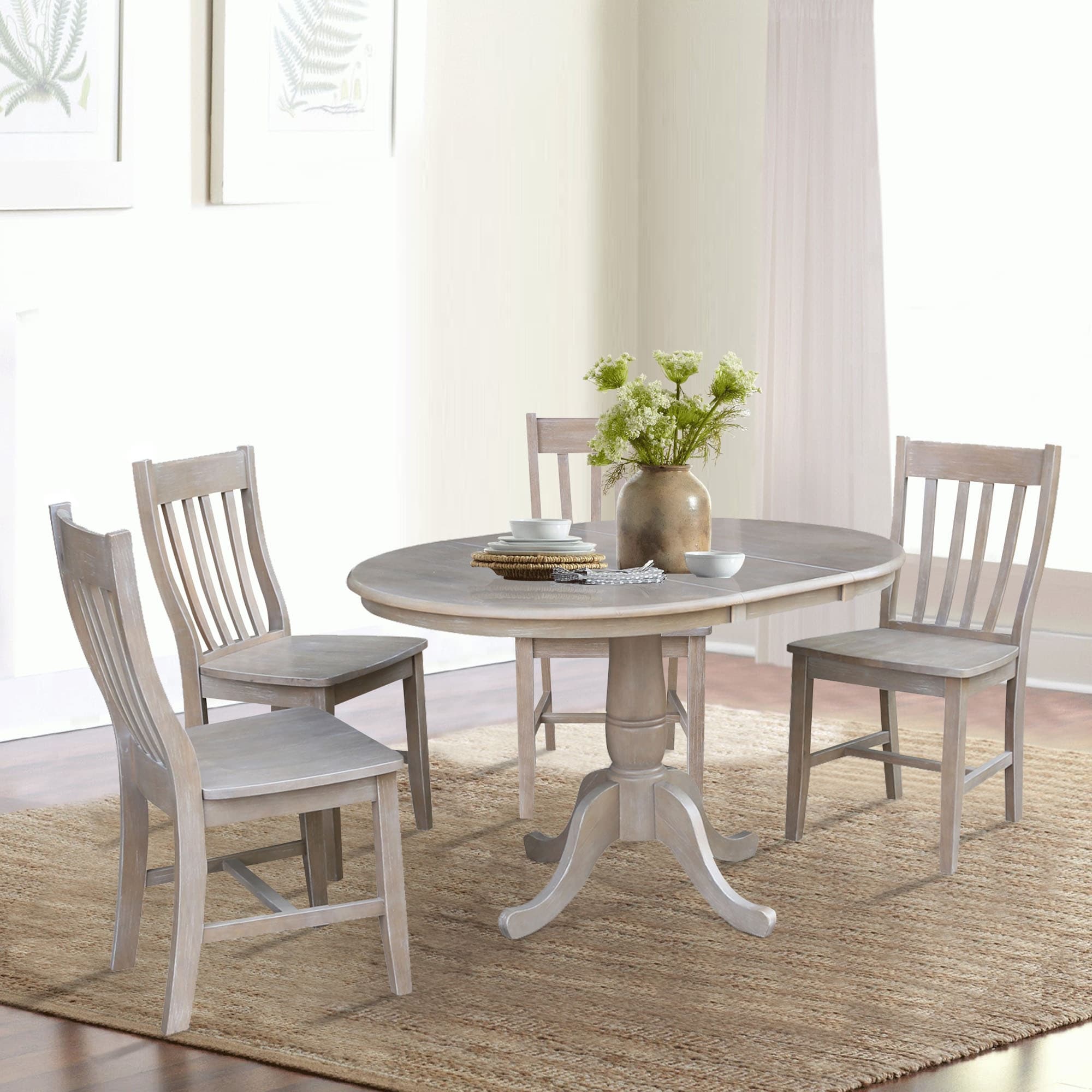 36 Round Extension Dining Table With 4 Cafe Chairs