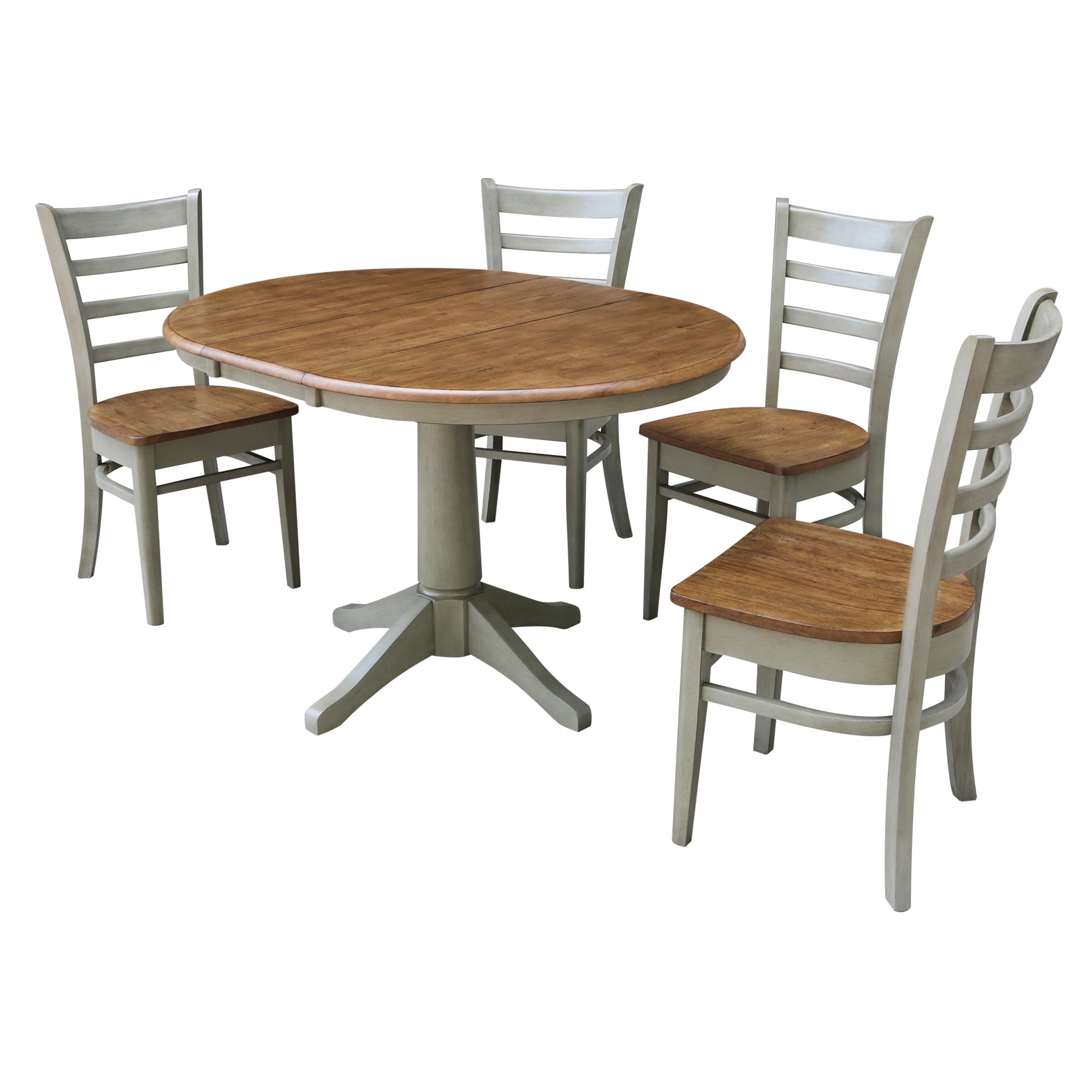 36 Round Extension Dining Table With 4 Emily Chairs Set Of 5 Pieces