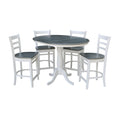 36 Round Extension Dining Table With 4 Emily Counter Height Stools Set Of 5 Pieces