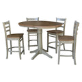 36 Round Extension Dining Table With 4 Emily Counter Height Stools Set Of 5 Pieces