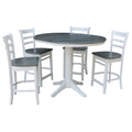 36 Round Extension Dining Table With 4 Emily Counter Height Stools Set Of 5 Pieces