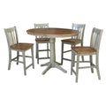 36 Round Extension Dining Table With 4 San Remo Counter Height Stools Set Of 5 Pieces