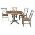 36 Round Extension Dining Table With 4 X Back Chairs Set Of 5 Pieces