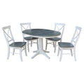 36 Round Extension Dining Table With 4 X Back Chairs Set Of 5 Pieces