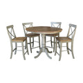 36 Round Extension Dining Table With 4 X Back Counter Height Stools Set Of 5 Pieces