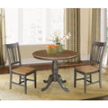 36 Round Extension Dining Table With 2 Chairs In Hickory And Washed Coal