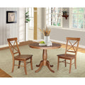 36 Round Extension Dining Table With 2 Chairs In Hickory And Washed Coal