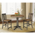 36 Round Extension Dining Table With 2 San Remo Counter Height Stools In Hickory And Washed Coal