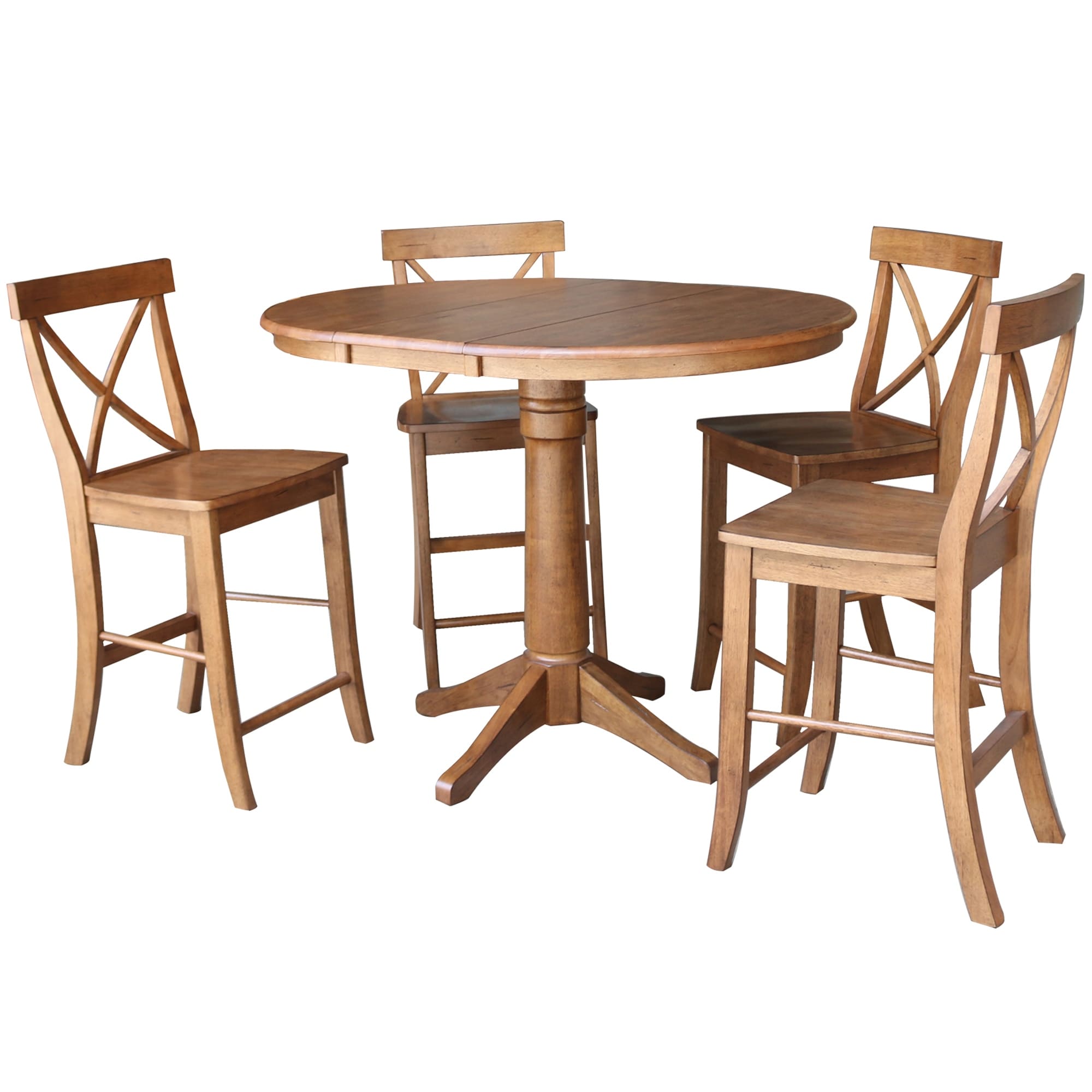 36 Round Extension Dining Table With 4 X Back Stools