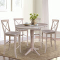 36 Round Extension Dining Table With Four Barheight Stools Washed Gary Taupe