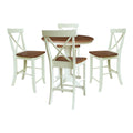 36 Round Extension Dining Table With 2 X Back Counter Height Stools In Hickory And Washed Coal