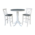 36 Round Pedestal Bar Height Table With 2 X Back Bar Height Stools Set Of 3 Pieces