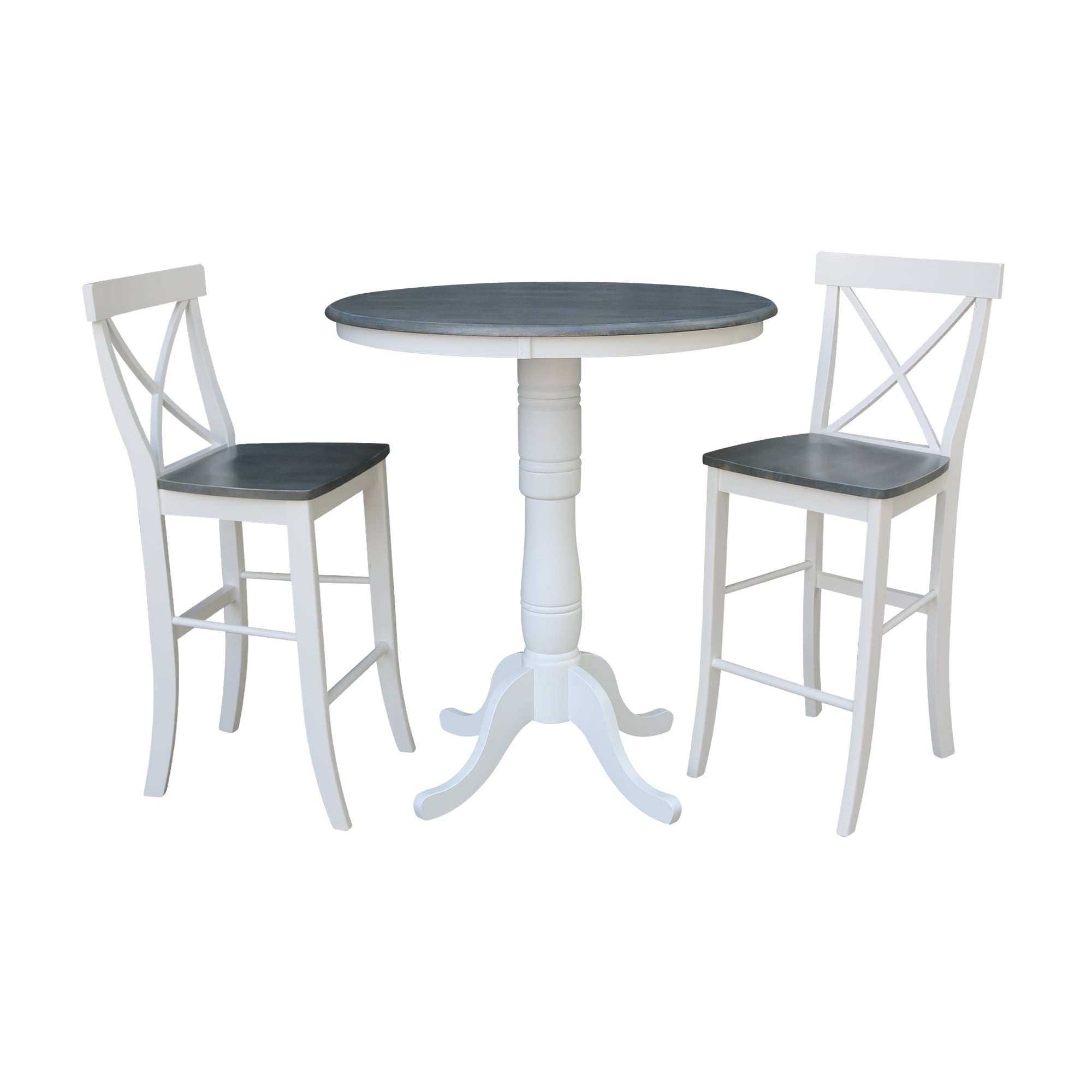 36 Round Pedestal Bar Height Table With 2 X Back Bar Height Stools Set Of 3 Pieces