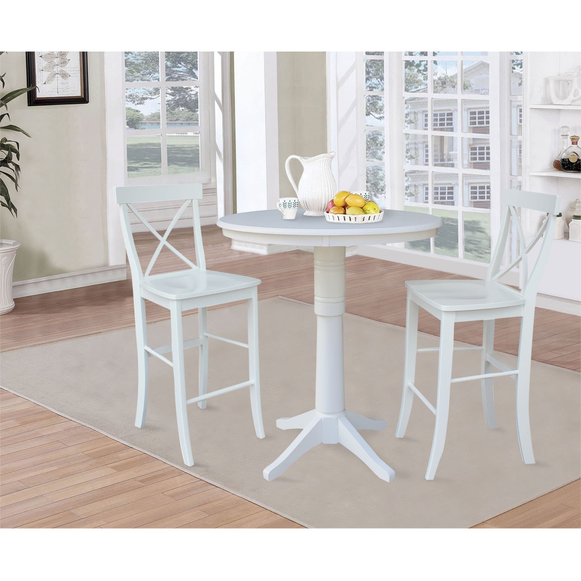 36 Round Pedestal Bar Height Table With 2 X Back Bar Height Stools