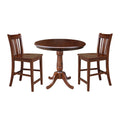36 Round Pedestal Counter Height Table With 2 Madrid Stools Mocha 3 Piece Set