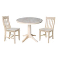 36 Round Pedestal Dining Table With 2 Cafe Chairs Unfinished 3 Piece Set