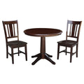 36 Round Pedestal Dining Table With 2 San Remo Chairs Mocha 3 Piece Set