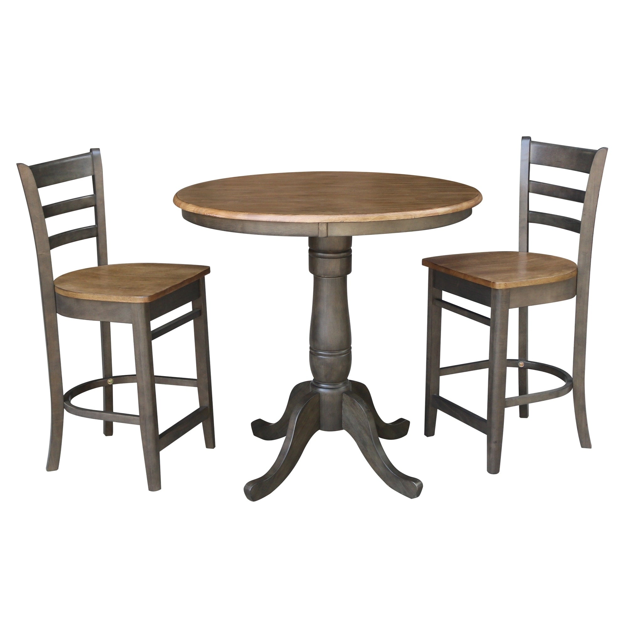 36 Round Pedestal Gathering Height Table With 2 Emily Counter Height Stools 3 Piece Set