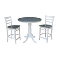 36 Round Pedestal Gathering Height Table With 2 Emily Counter Height Stools Set Of 3 Pieces
