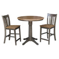 36 Round Pedestal Gathering Height Table With 2 San Remo Counter Height Stools 3 Piece Set
