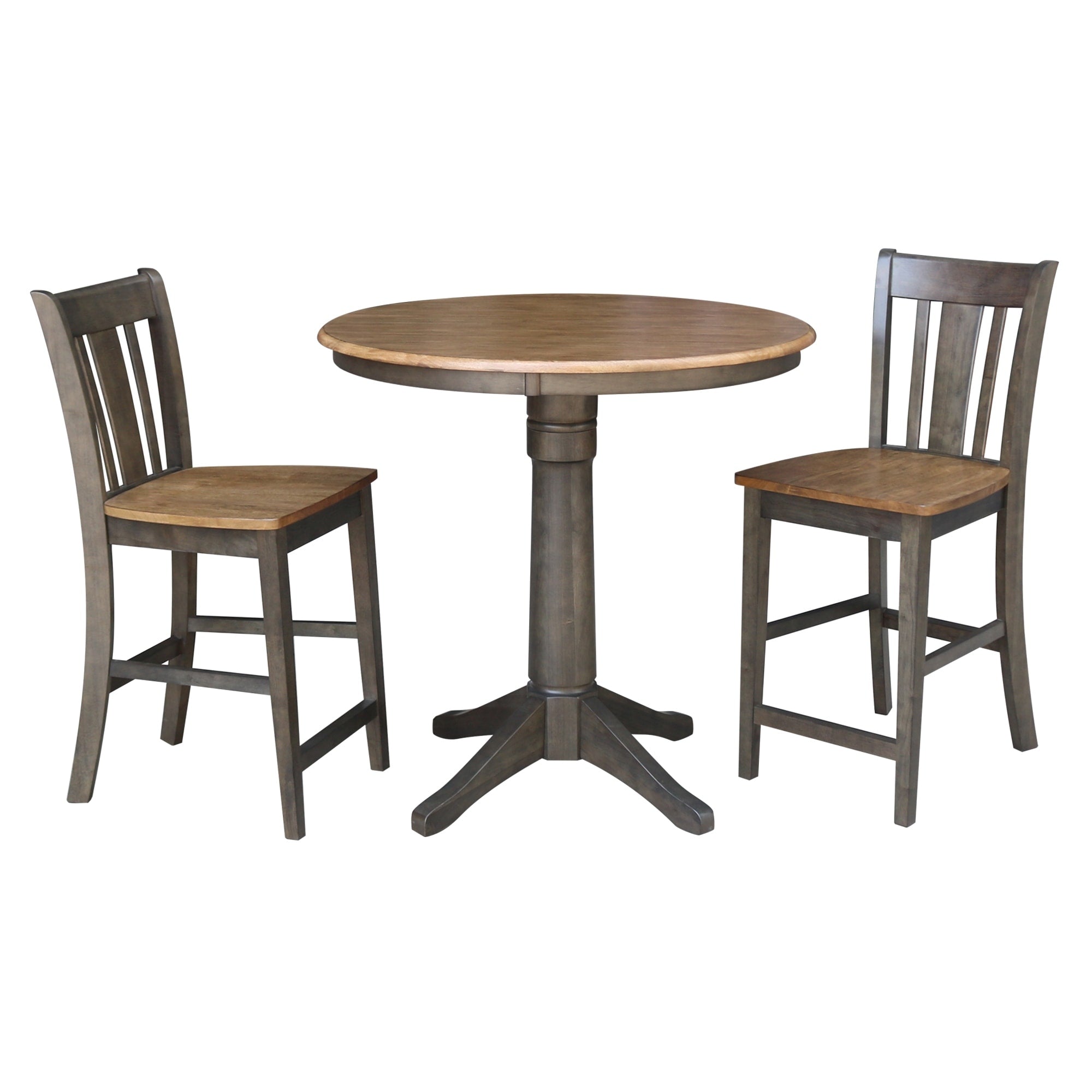 36 Round Pedestal Gathering Height Table With 2 San Remo Counter Height Stools 3 Piece Set