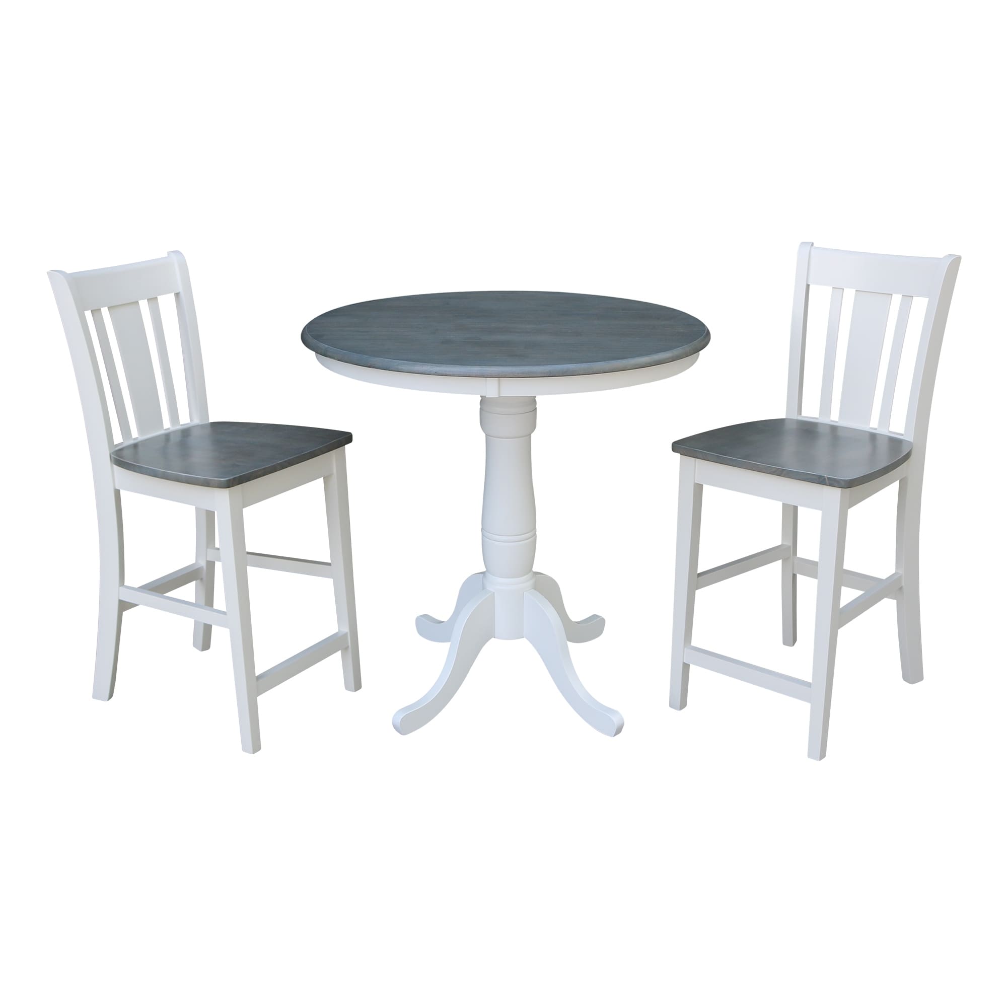 36 Round Pedestal Gathering Height Table With 2 San Remo Counter Height Stools Set Of 3 Pieces