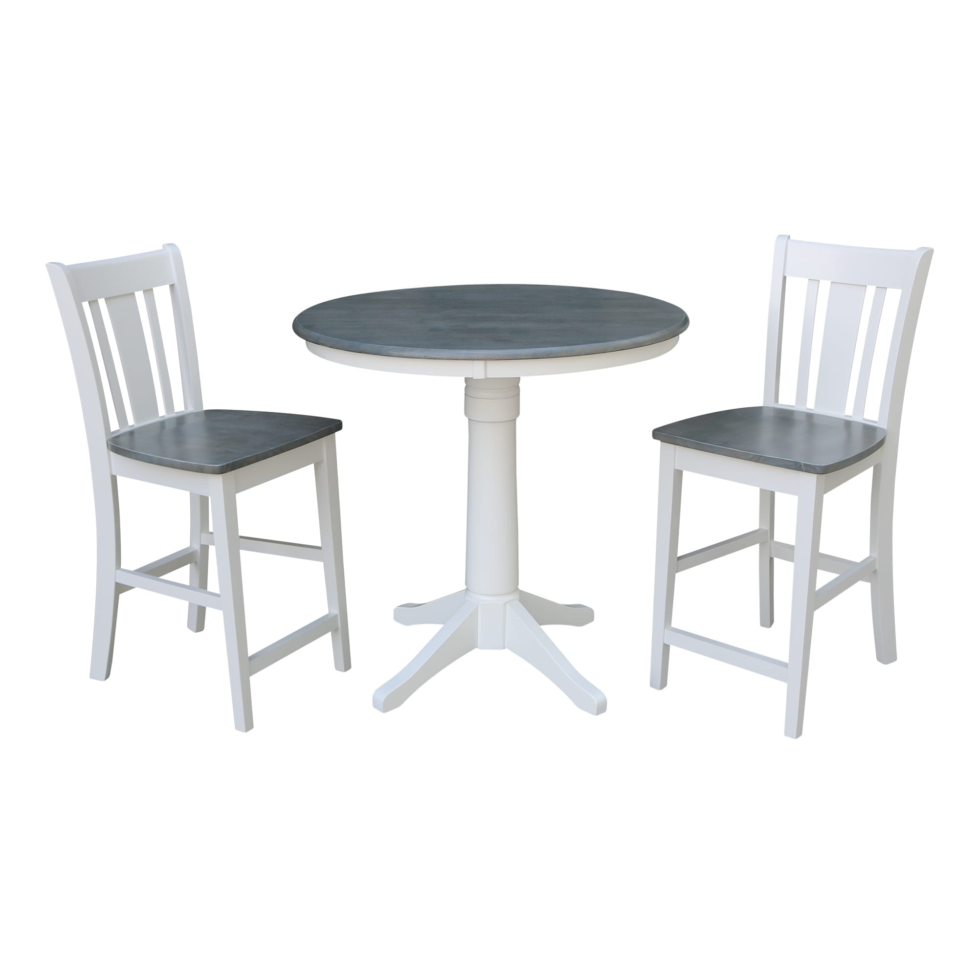 36 Round Pedestal Gathering Height Table With 2 San Remo Counter Height Stools Set Of 3 Pieces