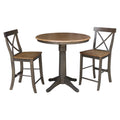 36 Round Pedestal Gathering Height Table With 2 X Back Counter Height Stools 3 Piece Set