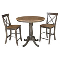 36 Round Pedestal Gathering Height Table With 2 X Back Counter Height Stools 3 Piece Set