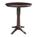 36 Round Top Bar Height Ped Table With 12 Leaf Mocha
