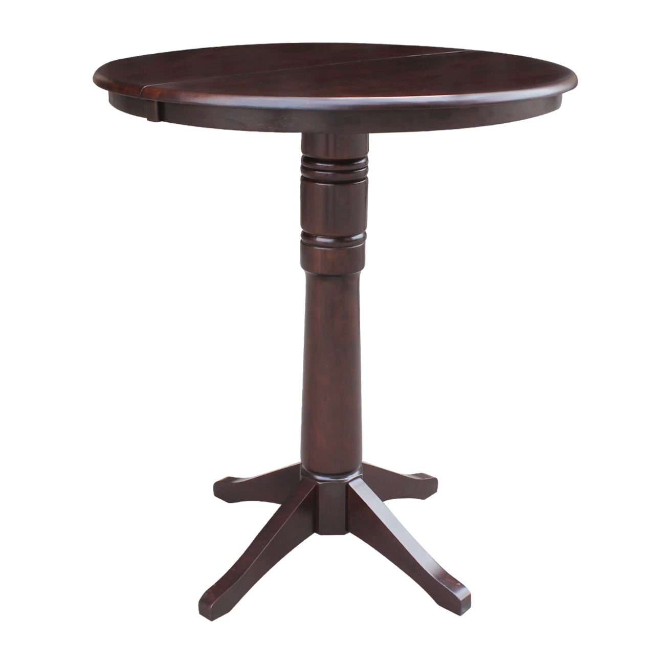 36 Round Top Bar Height Ped Table With 12 Leaf Mocha