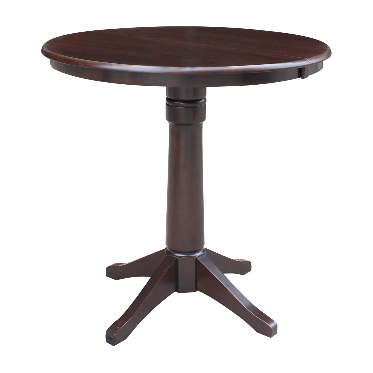 36 Round Top Counter Height Ped Table With 12 Leaf Mocha